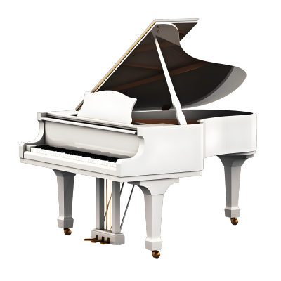 可商用白色钢琴3D立体插画