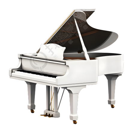 可商用白色钢琴3D立体插画