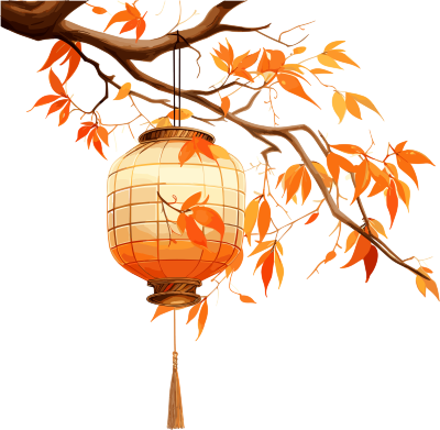 树枝上的中国灯笼素材