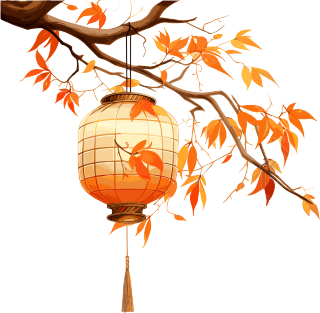 树枝上的中国灯笼素材
