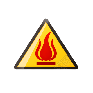 火焰警告标志白底图素材