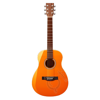 鲜艳橙色吉他透明背景素材