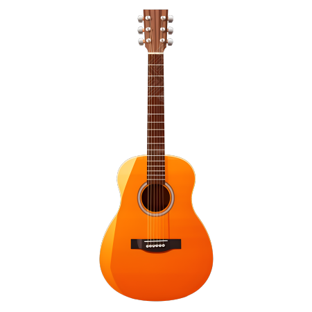 鲜艳橙色吉他透明背景素材