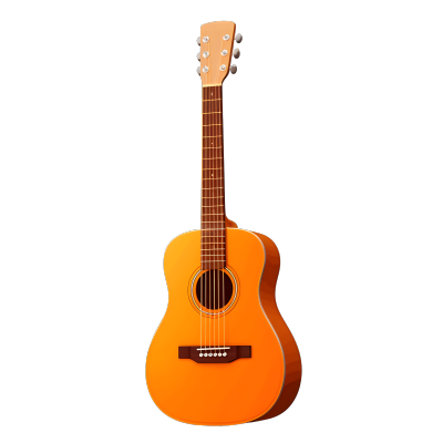 可商用明亮橙色吉他PNG插画