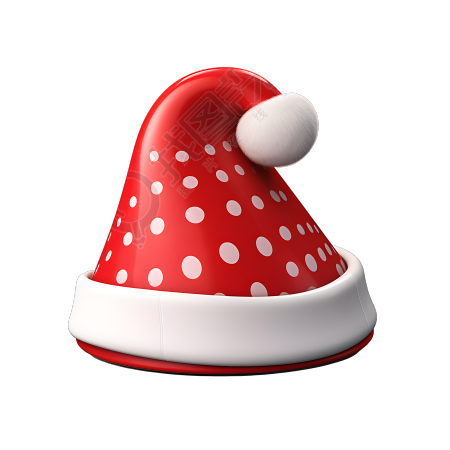 红色圣诞帽白底3D素材