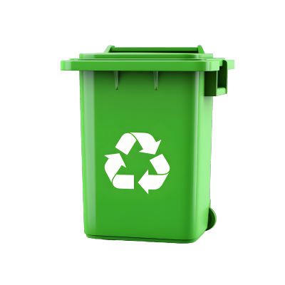 绿色带轮子的环保垃圾箱可商用素材