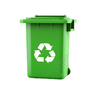 绿色带轮子的环保垃圾箱可商用素材
