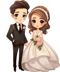 可爱新婚夫妇卡通插画素材