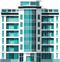 暗靛蓝与浅白色建筑可商用元素