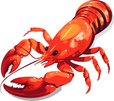 水彩白底红色龙虾插画设计元素