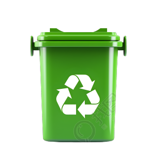 绿色带轮子的回收垃圾箱PNG素材