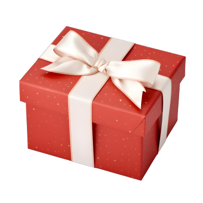 圣诞礼盒白丝带红蝴蝶结素材
