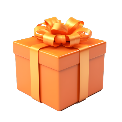 3D立体橙色礼盒插画素材