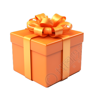 3D立体橙色礼盒插画素材