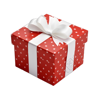 圣诞礼盒白丝带红色包装纸插画