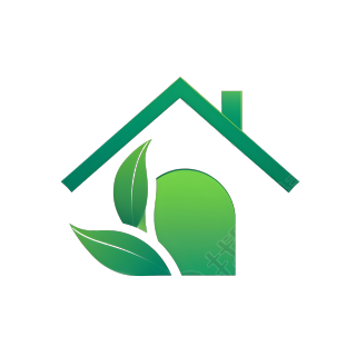 手绘带叶子的绿色家庭标志PNG插画