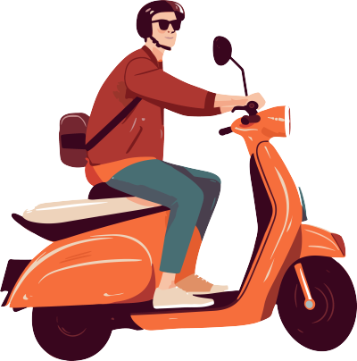 橙红色摩托车插画素材