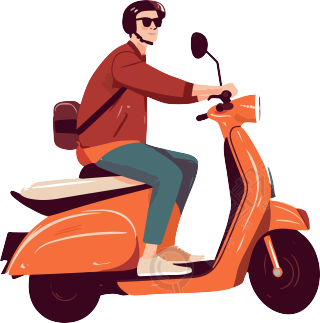 橙红色摩托车插画素材
