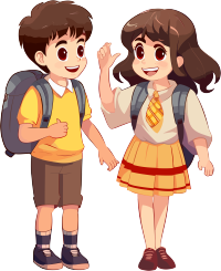 小学生的校园生活插画素材