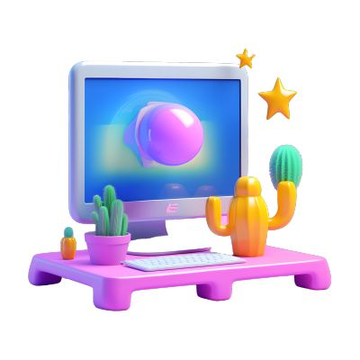 彩色按钮和仙人掌图案的计算机素材
