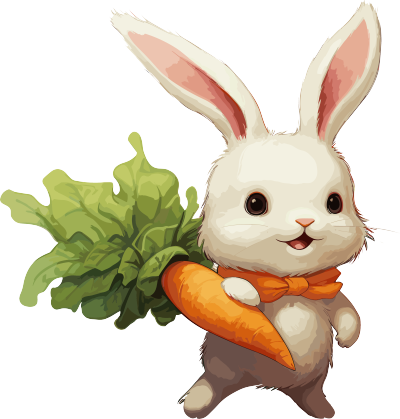 可爱白兔背着橙色胡萝卜插画素材