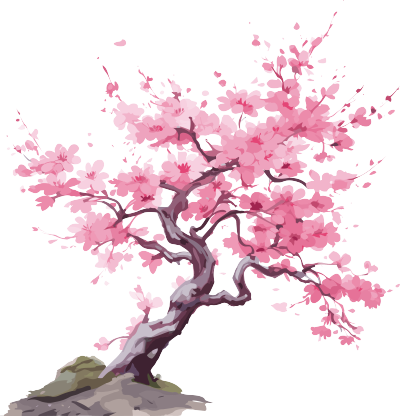 水彩樱花树剪贴画PNG元素