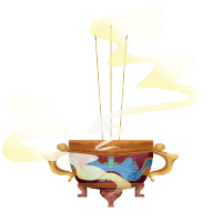 手绘祭祖中元上香PNG插画