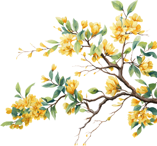 悬挂式黄色花朵插画设计元素