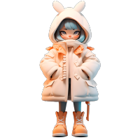 盲盒风格冬季穿羽绒服的少女png素材