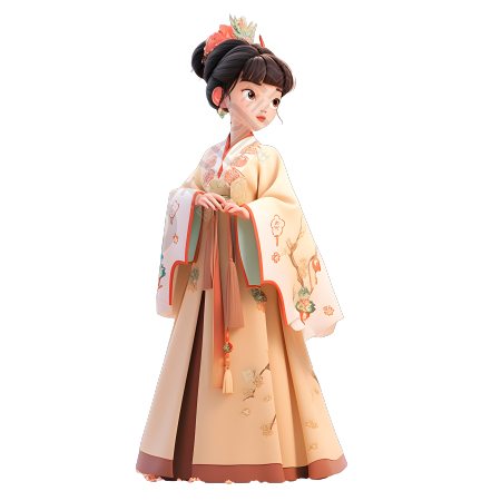 可商用的中国汉服女孩插画设计