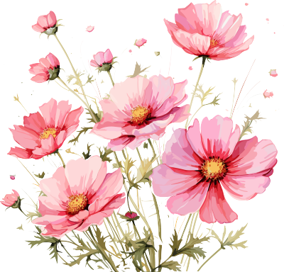 几朵漂亮的格桑花鲜花插画设计素材
