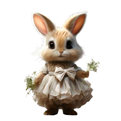 可爱兔子穿着芭蕾裙插画
