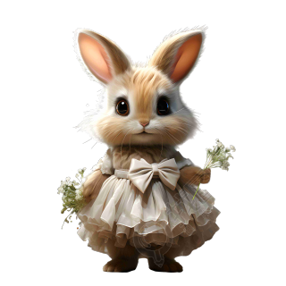 可爱兔子穿着芭蕾裙插画