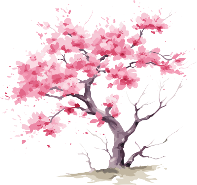 唯美粉色樱花树剪贴画元素