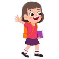 手拿紫色本子开心打招呼的女同学商用插画