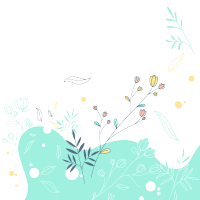 童趣风格的鲜花树叶PNG元素