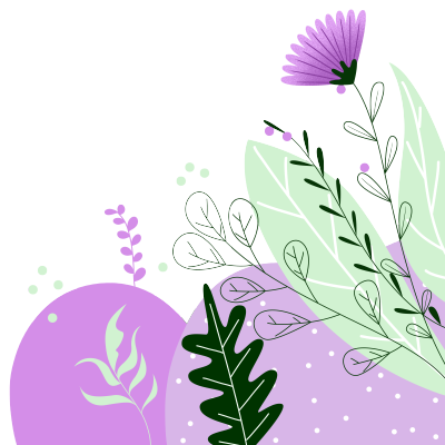 小清新风格的紫色小花浅绿色叶子插画素材