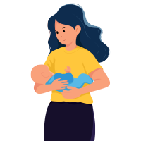 温柔的妈妈怀抱婴儿母乳喂养插画素材