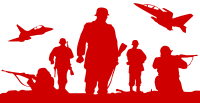 红色军人战机剪影国防教育PNG插画