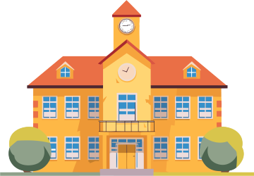 可商用小学建筑扁平插画素材