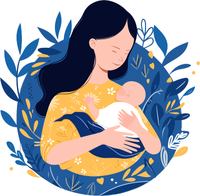 怀孕插画孕妇抱着宝宝插画