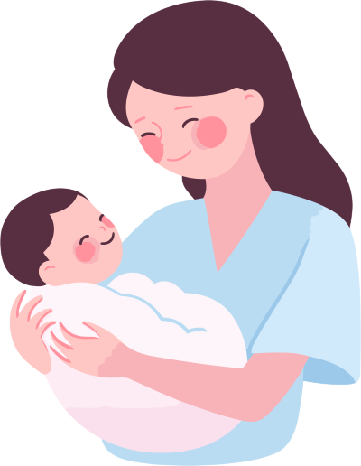 可商用高清插画设计元素-母亲抱着新生婴儿的扁平插图