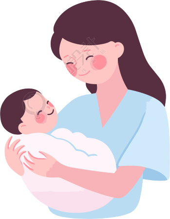 可商用高清插画设计元素-母亲抱着新生婴儿的扁平插图