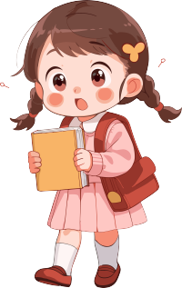 可爱动画风格幼儿园女孩手持书籍插画