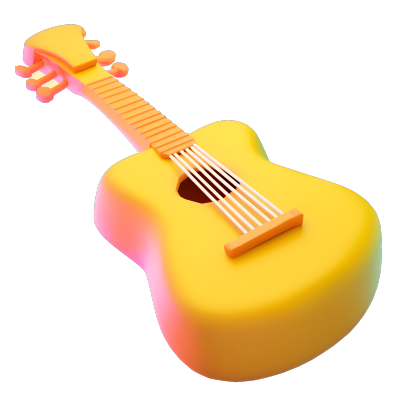 创意设计黄色吉他立体元素