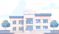 动漫风格学校建筑插画设计元素