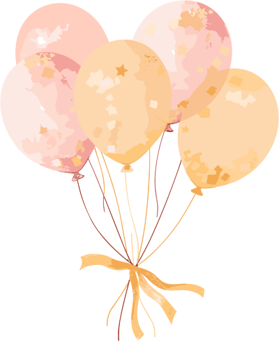 粉黄色生日气球插画