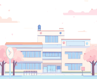 轻蓝白底色的小学卡通插画