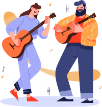 两位音乐家表演的卡通图像素材