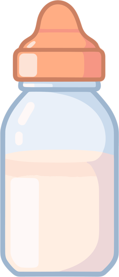 简约插画风格的新生儿奶瓶素材